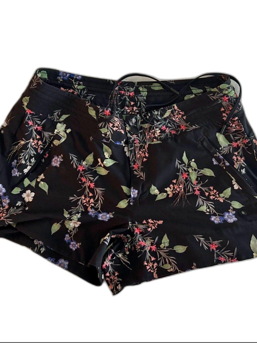 Athleta Black Floral High-Waist Shorts